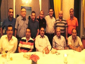 Azmi Bishara (front center) hosting Nazareth and Sakhnin soccer organizations in Qatar
