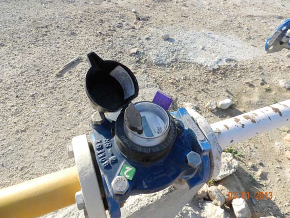 A water meter installed by Mekorot, Israel’s national water company, next to an illegal Bedouin construction site near Nahal Og.