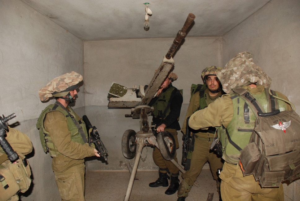 An anti-aircraft weapon stored in a mosque in Zeitoun, Gaza.