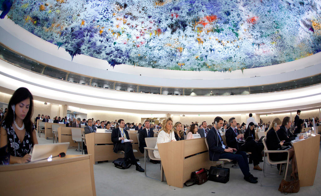 The UN Human Rights Council discusses the situation in Syria, 27 June 2012.