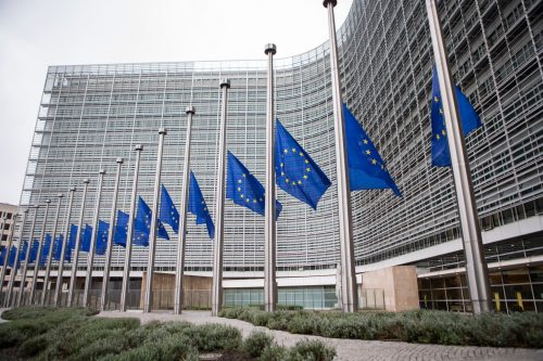 Flags at half-mast in Brussels.