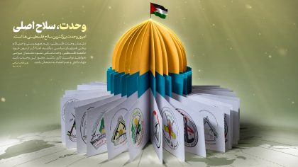 The various symbols of the “Axis of Resistance” organizations are displayed in support of al-Quds/Jerusalem
